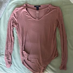 Mauve, long sleeved bodysuit- L